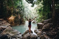 White woman enjoying the nature