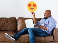 Black man working on laptop