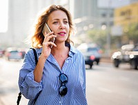 Caucasian woman with a smartphone