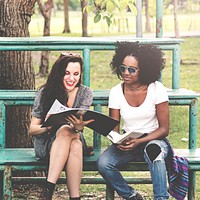 Diverse college students study together
