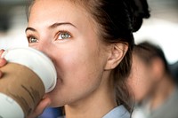 Woman enjoy morning coffee