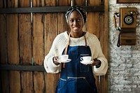 Black woman serving coffee