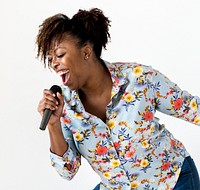 Woman vocalist singing karaoke