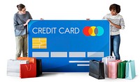 People holding a credit card