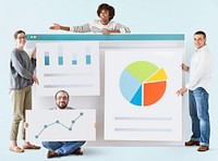People with various statistics and graphs