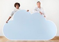 People holding a cloud icon