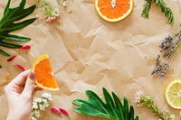 Healthy tasty summer fruits on brown paper