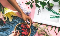 Fresh summer berries and flowers