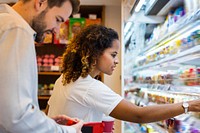 Couple shopping together at a supermarket