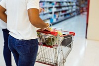 Couple shopping together at a supermarket