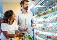 Couple shopping together at a supermarket