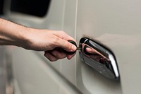 Unlocking a car door with a key