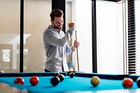 Man playing pool by himself