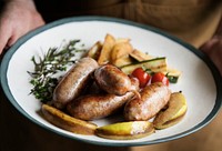 Sausages on a plate food photography idea