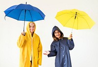 Young women enjoying rainy season