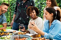 Group of diverse friends enjoying summer party together