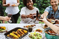 Group of diverse friends enjoying summer party together