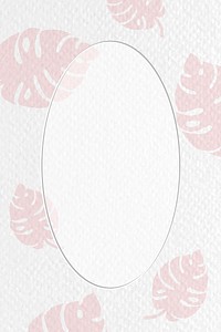 Oval frame on botanical patterned vector