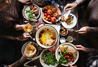 Group of adults at a dinner party