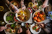 Adults at a dinner party food photography recipe idea