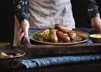 Bangers and mash food photography recipe idea