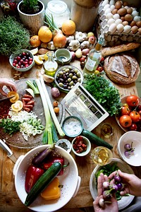 Vegetable ingredients prepared for cooking