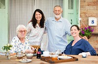 Family having tea in the afternoon at home