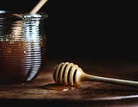 Honey dipper on a table food photography recipe idea