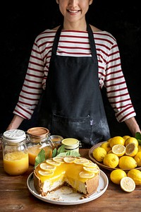 Homemade lemon cheesecake food photography recipe idea