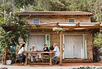 Family having tea in the afternoon