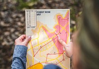Closeup of  orienteering box location map