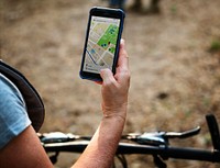 Woman checking the gps map