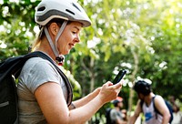 Woman checking the gps map