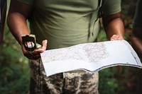 Checking on the map for directions