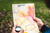 Closeup of  orienteering box location map