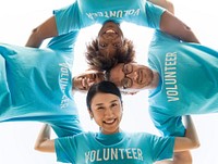 Group of happy and diverse volunteers