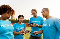 Volunteers posting on social media