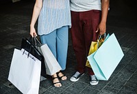 Couple shopping together at a mall