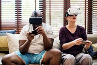 Couple playing VR video game
