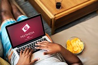 Man searching for multimedia online