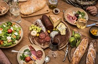Assorted cold cuts and cheese platter food photography recipe idea