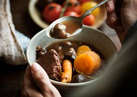 Homemade beef stew food photography recipe idea
