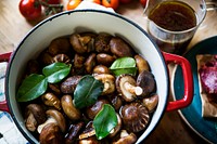 Mushroom soup food photography recipe idea