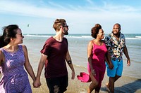 Diverse friends having fun at the beach