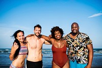 Friends having fun on the beach