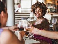 Group of friends celebrating at a restaurant