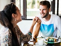 Couple eating a hotel breakfast