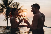 Couple enjoying a romantic sunset