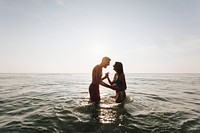 Couple playing in the water