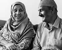 Mature Muslim couple at home